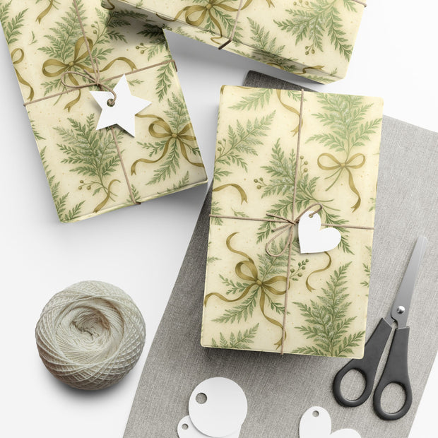 Winter Fern Christmas Gift Wrap - Frosted Ferns Botanical Wrapping Paper - Vintage Woodland Holiday Pattern | Frosted Ferns, Winter Botanical Trio by The Teal Leopard™