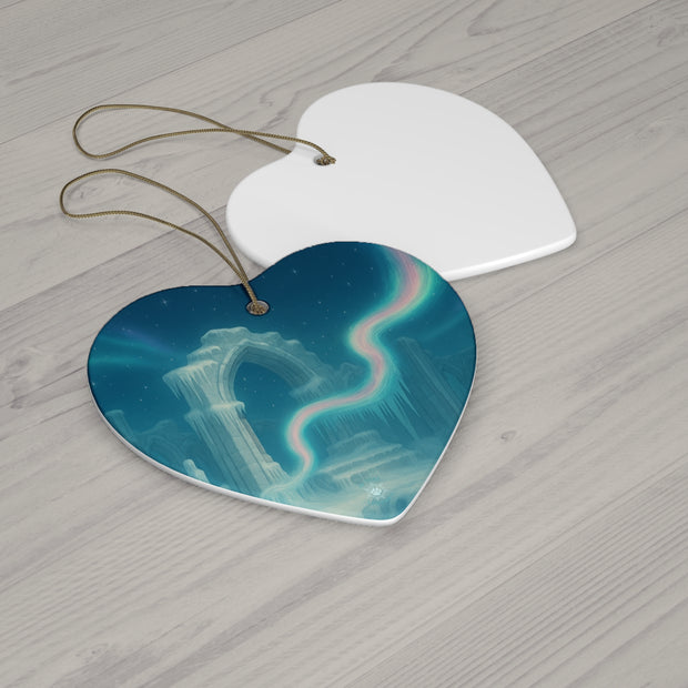 Northern Lights Christmas Ornament | Fantasy Holiday Décor (Circle, Heart, Start, & Snowflake)