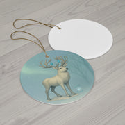 Winter Stag Christmas Ornament | Fantasy Holiday décor (Circle, Heart, Star, & Snowflake)
