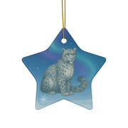 Snow Leopard Christmas Ornament | Fantasy Holiday Décor (Circle, Heart, Star, & Snowflake)