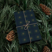 Celtic Evergreen Christmas Gift Wrap - Holiday Wrapping Paper - Midnight Blue, Fir, and Golden Knotwork Pattern | Medieval Midnight, Celtic Christmas Triptych Series by The Teal Leopard™