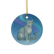 Snow Leopard Christmas Ornament | Fantasy Holiday Décor (Circle, Heart, Star, & Snowflake)