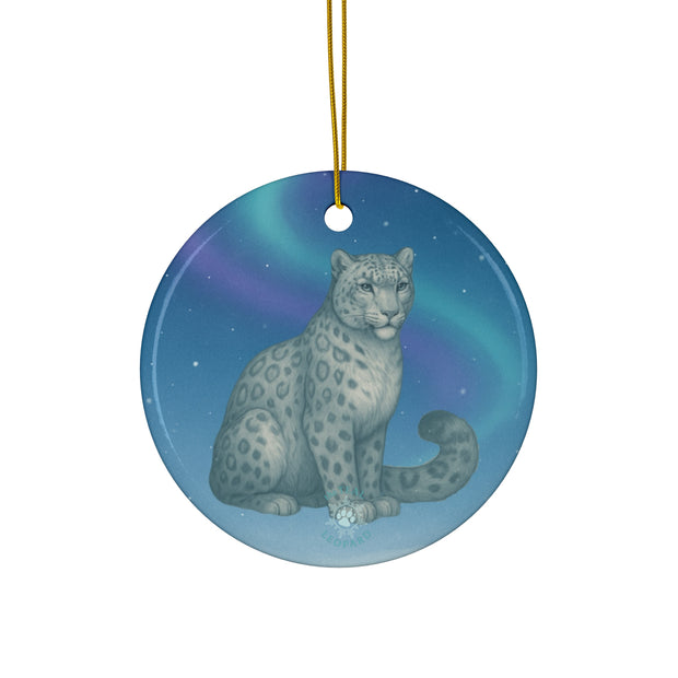 Snow Leopard Christmas Ornament | Fantasy Holiday Décor (Circle, Heart, Star, & Snowflake)