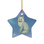 Winter Fox Christmas Ornament | Fantasy Holiday Décor (Circle, Heart, Star, & Snowflake)
