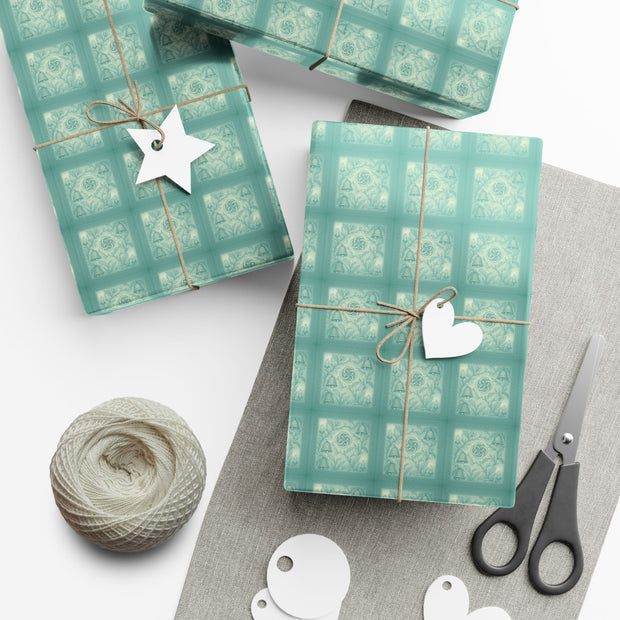 Celtic Mistletoe Chistmas Gift Wrap - Holiday Wrapping Paper - Winter Botanical Celtic Knot Pattern | Winter Court Noel, Celtick Christmas Triptych Series by The Teal Leopard™