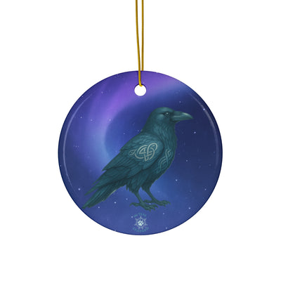Winter Raven Christmas Ornament | Fantasy Holiday Décor (circle, heart, star, & snowflake)