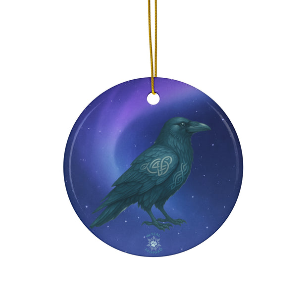 Winter Raven Christmas Ornament | Fantasy Holiday Décor (circle, heart, star, & snowflake)