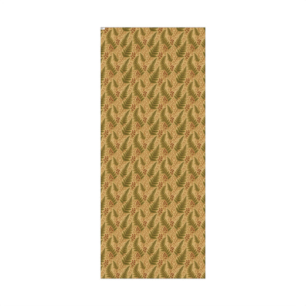 Winter Fern Botanical Gift Wrap – Welsh Evergreen Forest Pattern on Aged Parchment | Winter Isles Botanical Series by The Teal Leopard