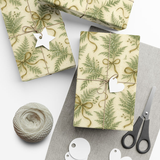 Winter Fern Christmas Gift Wrap - Frosted Ferns Botanical Wrapping Paper - Vintage Woodland Holiday Pattern | Frosted Ferns, Winter Botanical Trio by The Teal Leopard™