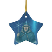 Winter King Christmas Ornament | Fantasy Holiday Décor (Circle, Heart, Star, & Snowflake)