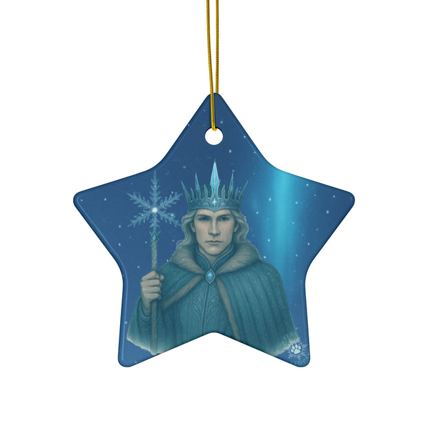 Winter King Christmas Ornament | Fantasy Holiday Décor (Circle, Heart, Star, & Snowflake)
