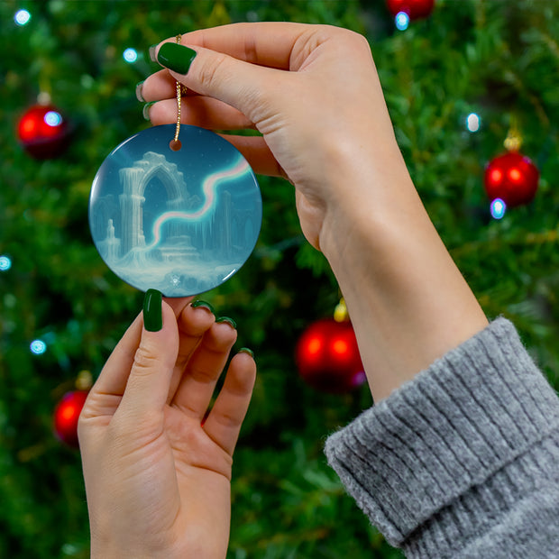 Northern Lights Christmas Ornament | Fantasy Holiday Décor (Circle, Heart, Start, & Snowflake)