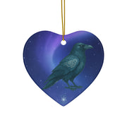 Winter Raven Christmas Ornament | Fantasy Holiday Décor (circle, heart, star, & snowflake)