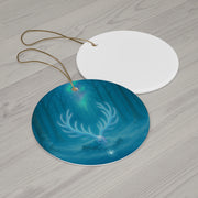 Winter Stag Antlers Christmas Ornament | Woodland Fantasy Holiday Décor (Circle, Heart, Star, & Snowflake)