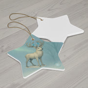 Winter Stag Christmas Ornament | Fantasy Holiday décor (Circle, Heart, Star, & Snowflake)