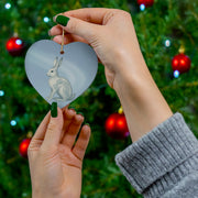 Winter Snowshoe Hare Christmas Ornament | Fantasy Holiday Décor (circle, heart, star, & snowflake)