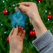 Winter Stag Antlers Christmas Ornament | Woodland Fantasy Holiday Décor (Circle, Heart, Star, & Snowflake)