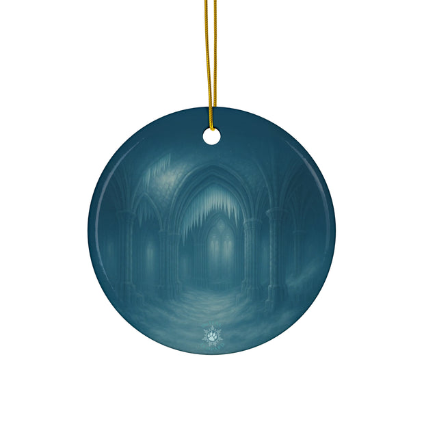Ruined Cathedral Christmas Ornament | Fantasy Holiday Décor (Circle, Heart, Star, & Snowflake)