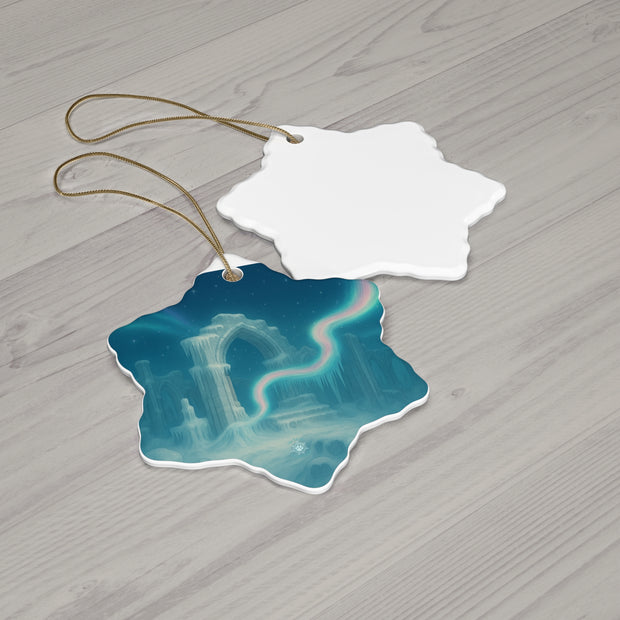Northern Lights Christmas Ornament | Fantasy Holiday Décor (Circle, Heart, Start, & Snowflake)