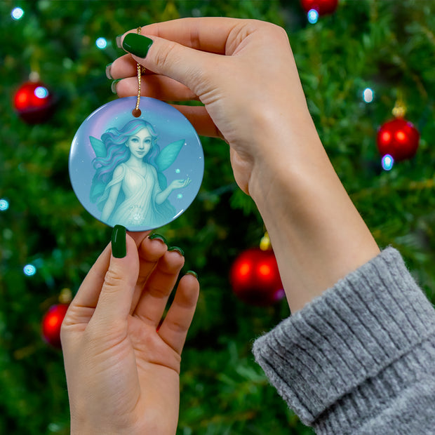 Aurora Fairy Christmas Ornament | Fantasy Holiday Décor (Circle, Heart, Star, & Snowflake)