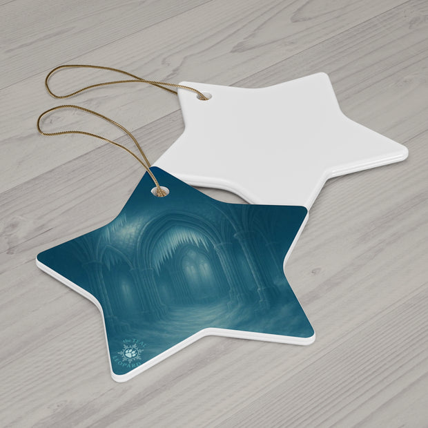 Ruined Cathedral Christmas Ornament | Fantasy Holiday Décor (Circle, Heart, Star, & Snowflake)
