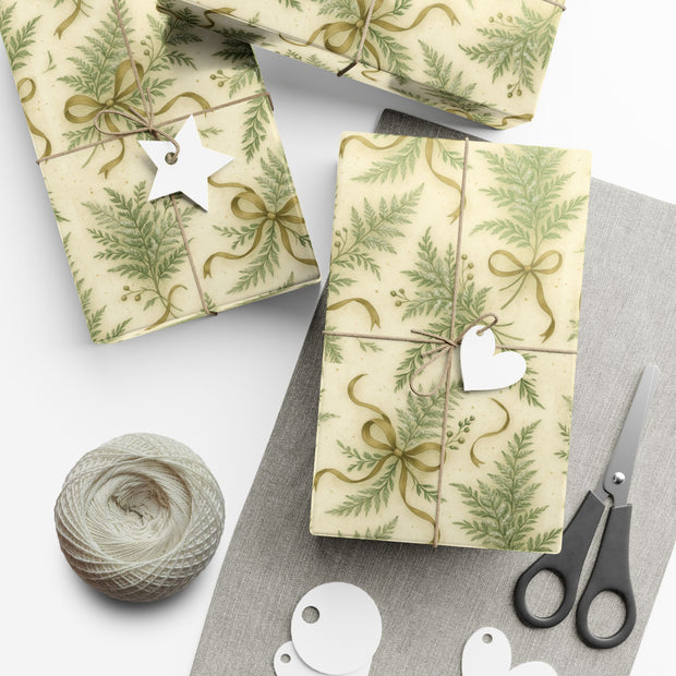Winter Fern Christmas Gift Wrap - Frosted Ferns Botanical Wrapping Paper - Vintage Woodland Holiday Pattern | Frosted Ferns, Winter Botanical Trio by The Teal Leopard™