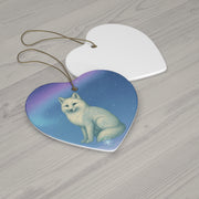 Winter Fox Christmas Ornament | Fantasy Holiday Décor (Circle, Heart, Star, & Snowflake)