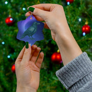 Winter Raven Christmas Ornament | Fantasy Holiday Décor (circle, heart, star, & snowflake)