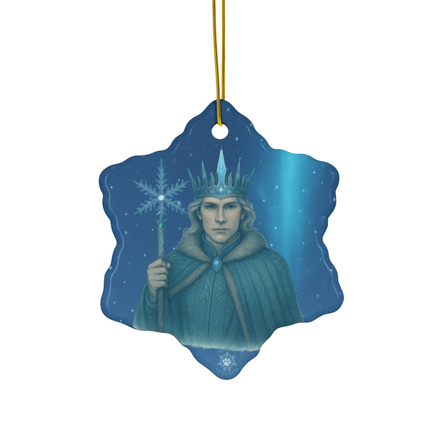 Winter King Christmas Ornament | Fantasy Holiday Décor (Circle, Heart, Star, & Snowflake)