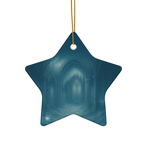 Ruined Cathedral Christmas Ornament | Fantasy Holiday Décor (Circle, Heart, Star, & Snowflake)