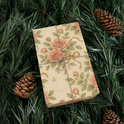 Vintage Rose Christmas Gift Wrap - Romantic Winter Floral Wrapping Paper - Holiday Rose & Ribbon Pattern | Winter Rose & Ribbon, Winter Botanical Trio by The Teal Leopard™
