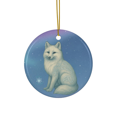 Winter Fox Christmas Ornament | Fantasy Holiday Décor (Circle, Heart, Star, & Snowflake)