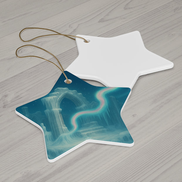 Northern Lights Christmas Ornament | Fantasy Holiday Décor (Circle, Heart, Start, & Snowflake)