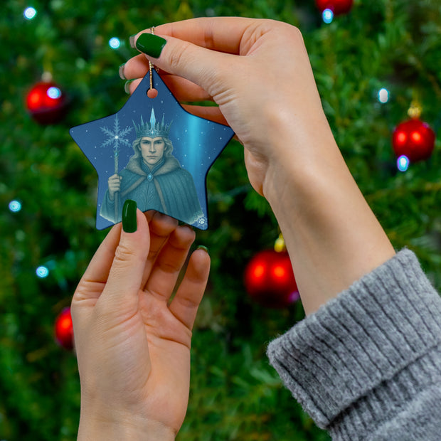 Winter King Christmas Ornament | Fantasy Holiday Décor (Circle, Heart, Star, & Snowflake)