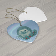 Winter Hedgehog Christmas Ornament | Fantasy Holiday Décor (circle, heart, star, & snowflake)