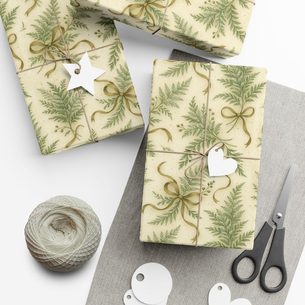 Winter Fern Christmas Gift Wrap - Frosted Ferns Botanical Wrapping Paper - Vintage Woodland Holiday Pattern | Frosted Ferns, Winter Botanical Trio by The Teal Leopard™