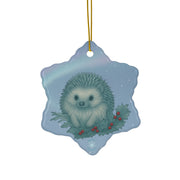 Winter Hedgehog Christmas Ornament | Fantasy Holiday Décor (circle, heart, star, & snowflake)