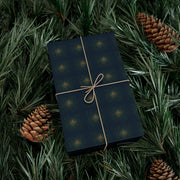Celtic Evergreen Christmas Gift Wrap - Holiday Wrapping Paper - Midnight Blue, Fir, and Golden Knotwork Pattern | Medieval Midnight, Celtic Christmas Triptych Series by The Teal Leopard™