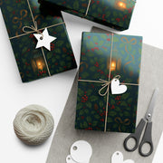 Christmas Lantern Gift Wrap - Vintage Lantern Holiday Wrapping Paper - Winter Botanical Heritage Design | Winter Botainical Trio Series by The Teal Leopard™