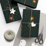 Christmas Lantern Gift Wrap - Vintage Lantern Holiday Wrapping Paper - Winter Botanical Heritage Design | Winter Botainical Trio Series by The Teal Leopard™