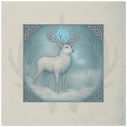 Winter Stag greeting card. Syltharion Antlers of Light, fantasy stag artwork by Marilie Wood Smock of the Teal Leopard.