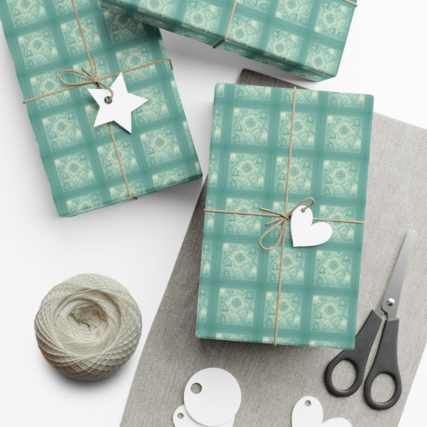 Celtic Mistletoe Chistmas Gift Wrap - Holiday Wrapping Paper - Winter Botanical Celtic Knot Pattern | Winter Court Noel, Celtick Christmas Triptych Series by The Teal Leopard™