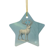 Winter Stag Christmas Ornament | Fantasy Holiday décor (Circle, Heart, Star, & Snowflake)