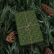 Celtic Holly Christmas Gift Wrap - Holiday Wrapping Paper - Green Celtic Knotwork with Holly and Ivy | Celtic Yuletide, Celtic Christmas Triptych Series by The Teal Leoaprd™