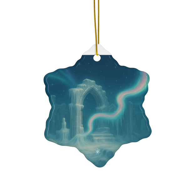 Northern Lights Christmas Ornament | Fantasy Holiday Décor (Circle, Heart, Start, & Snowflake)