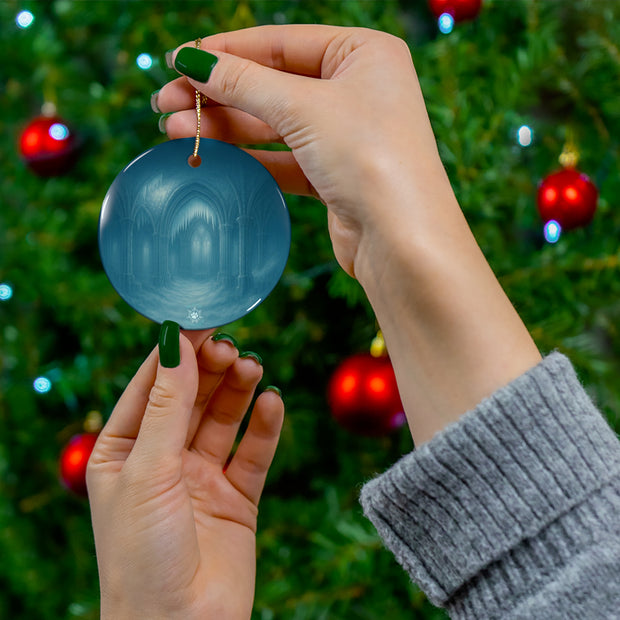 Ruined Cathedral Christmas Ornament | Fantasy Holiday Décor (Circle, Heart, Star, & Snowflake)
