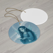 Winter Frost Fairy Christmas Ornament | Fantasy Holiday Décor (circle, heart, start, & snowflake)