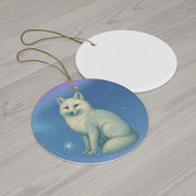 Winter Fox Christmas Ornament | Fantasy Holiday Décor (Circle, Heart, Star, & Snowflake)