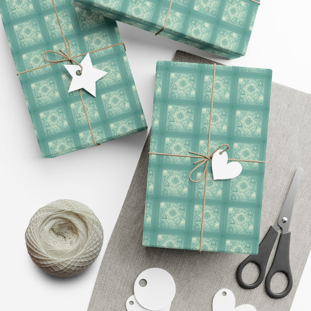 Celtic Mistletoe Chistmas Gift Wrap - Holiday Wrapping Paper - Winter Botanical Celtic Knot Pattern | Winter Court Noel, Celtick Christmas Triptych Series by The Teal Leopard™
