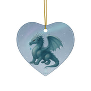 Winter Dragon Christmas Ornament | Fantasy Holiday Décor (Circle, Heart, Star, & Snowflake)